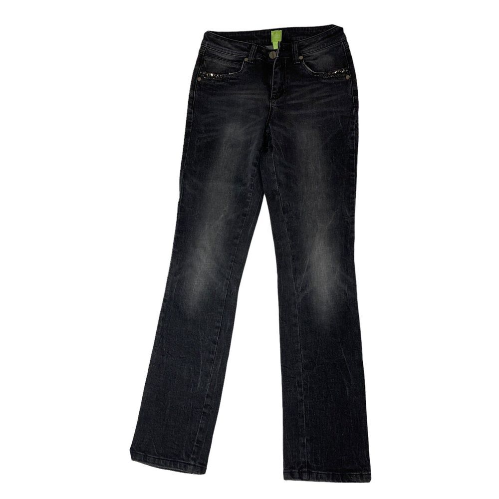 Adam Jacobs Women's Black Size‎ 6 Rhinestone Straight Pants Slightly distressed